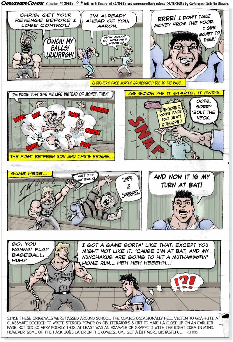 “AAHH! MY BALLS! UUURGH!” | Chris’ Crusher Comics #1 (1988)