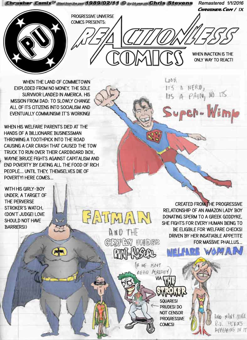 PU Comics: Superwimp, Fatman & Welfare Woman in Re:Actionless Comics! | Crusher (Faux Ad)