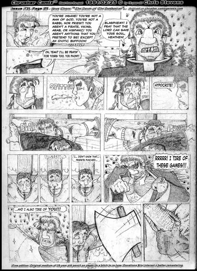 “BLASPHEMY! I Pray That The Lord Can Save Your Soul, Heathen.” | Barbarian of Crusher Comics