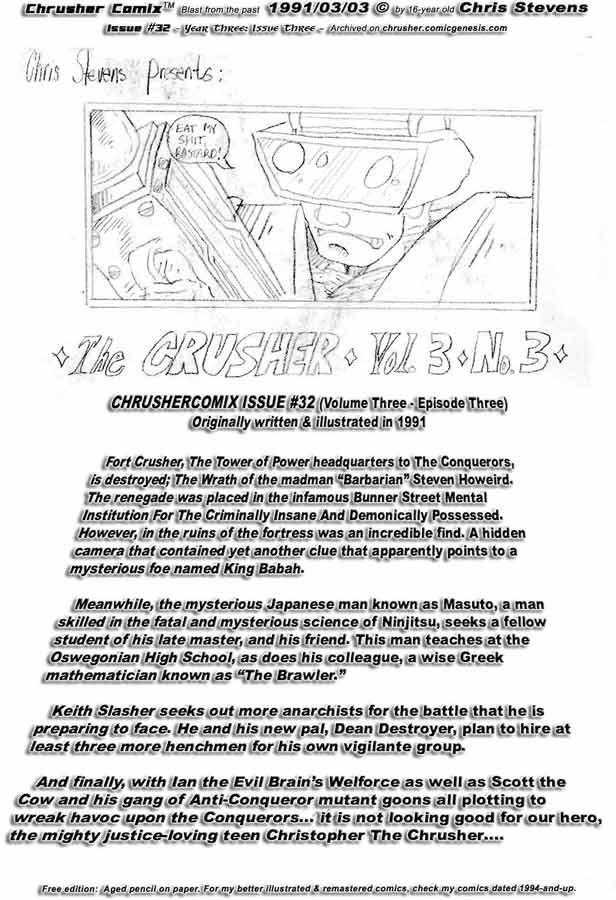 Crusher Comics Volume Three Part Three Intro 1991