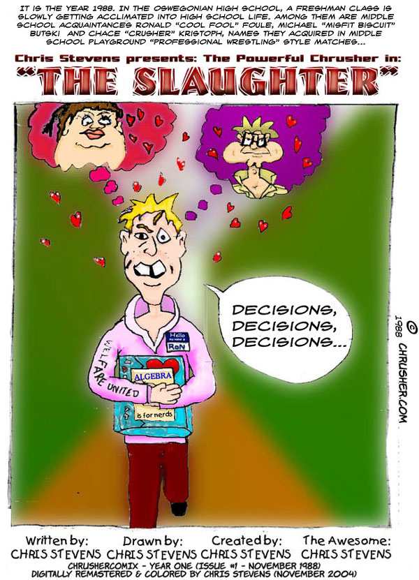 “Decisions…” | Chris’ Crusher Comics #1 – Page 1 (1988)