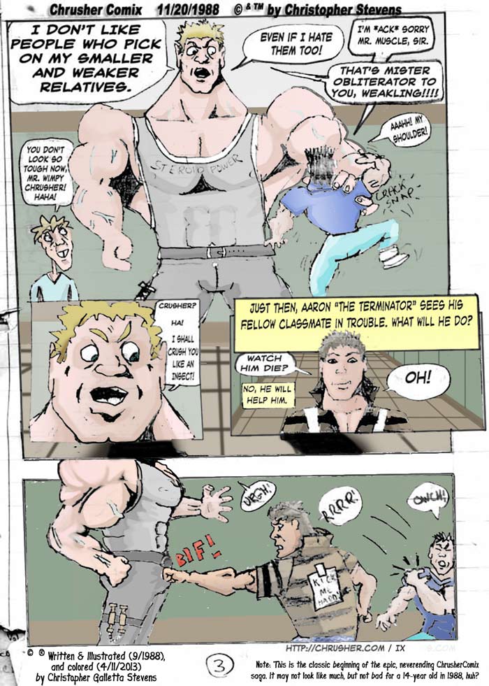 “That’s MISTER Obliterator to YOU!” | Crusher Comics #1, Chapter 3, Page 3 (1988)