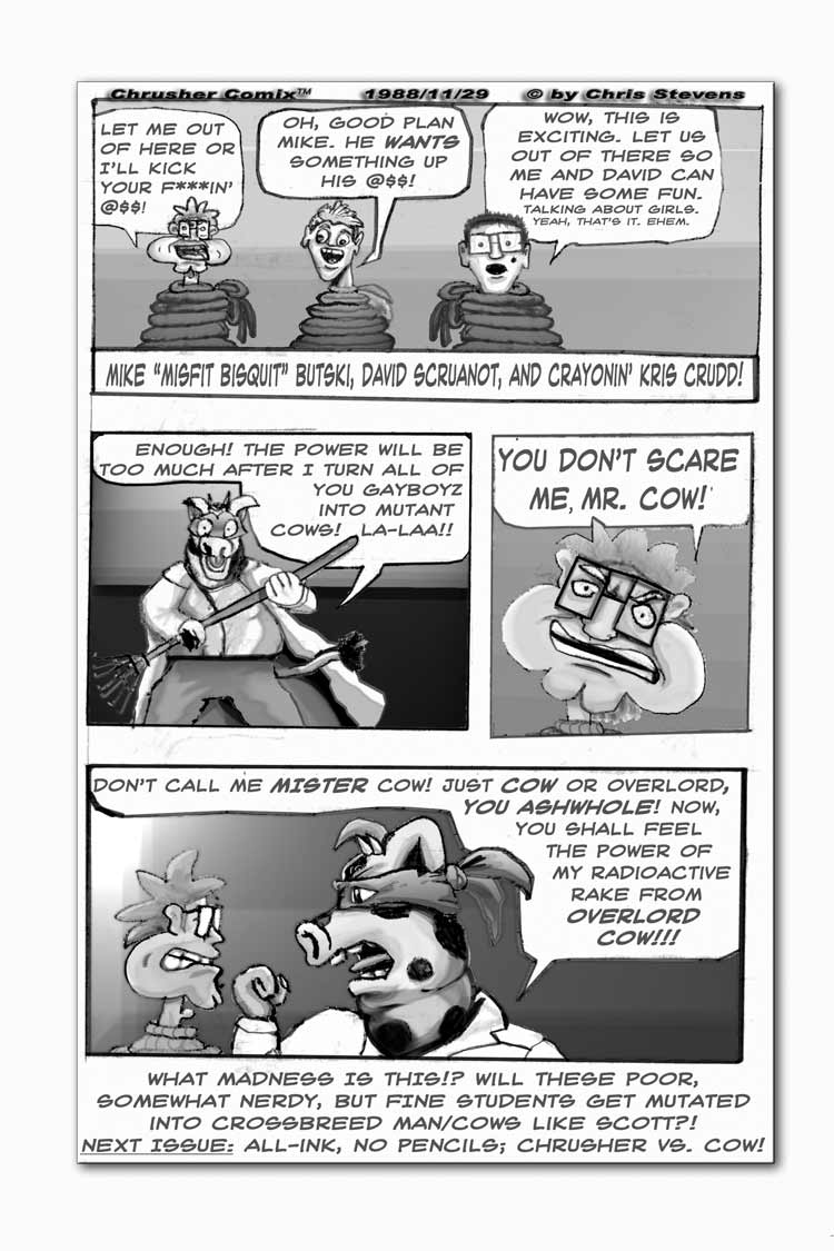 “You Don’t Scare Me, Mr. Cow!” | Chris’ Crusher Comics #2 (1988)